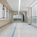 Hotel Lobby Interior With Reception Desk Green Guiding Line Wooden Ceiling And Large Windows