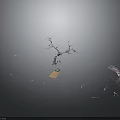 Gray Background Featuring Wooden Branch Stone Piece Wooden Plank And Scattered Fragments