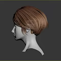 Game Movie Character 3D Model Female Brown Short Hair With Bangs And White Facial Features