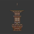 Detailed 3D Ancient Wooden Architecture Models Featuring Pagoda Archway And Pavilion