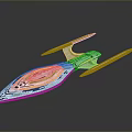 Futuristic Sci Fi Spaceship With Sleek Design And Glowing Colorful Thrusters