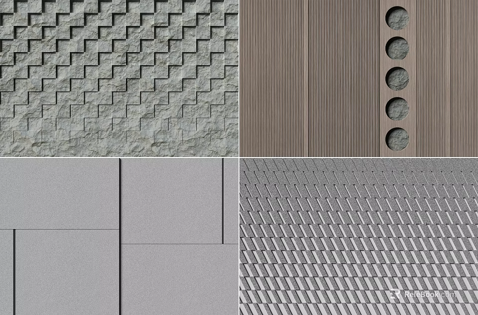 Modern Background Wall Designs With Geometric Patterns Striped Textures And Square Tiles 3d model