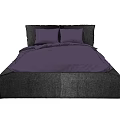 Stylish Double Bed With Dark Gray Frame Purple Bedspread And Pillows 3d model