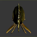 Yellow and Green Striped Pike Fish With Elongated Body Fins And Reflection On Gray Background