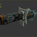 Futuristic Sci Fi Weapon With Glowing Orange Blue Mechanical Structure Design