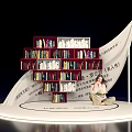 Popular Photo Check in Spot With Red Bookshelves Book Page Design And Woman Reading