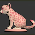 Artistic Pink Spotted Feline Cub Figurine With White Body And Pink Base