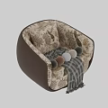 Cozy Floral Bird Print Armchair With Brown Leather Frame And Plaid Blanket