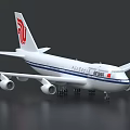 Air China Passenger Airplane With White Body Blue Stripes Red Tail Logo And Four Engines