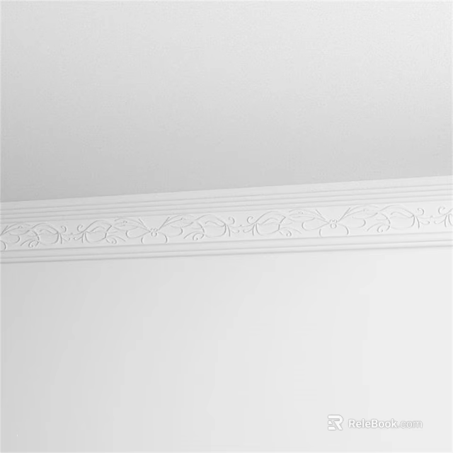 Elegant Sculptural Carving Design On White Wall With Intricate Floral Vine Patterns 3d model 