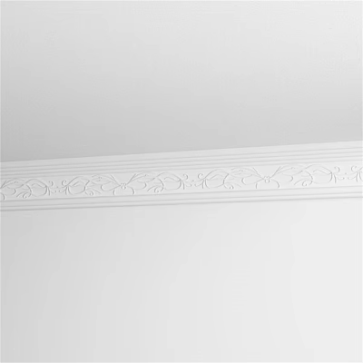 Elegant Sculptural Carving Design On White Wall With Intricate Floral Vine Patterns 3d model