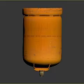 Orange Industrial Storage Barrel With Base Support And Vintage Design