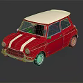 Vintage Red Small Car With White Roof Classic Design And Retro Style Shiny Exterior
