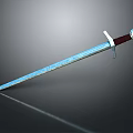 Medieval Sword With Metal Blade Red Hilt Silver Guard And Reflection On Dark Background