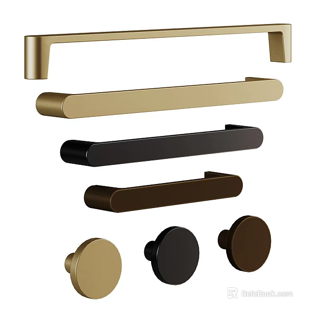 Decorative Ornament Set With Gold Black Brown Bar And Round Knobs For Modern Furniture Decoration 3d model 