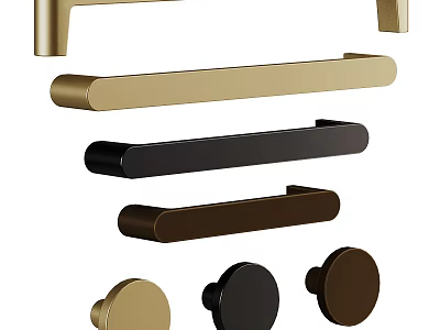 Decorative Ornament Set With Gold Black Brown Bar And Round Knobs For Modern Furniture Decoration 3d model