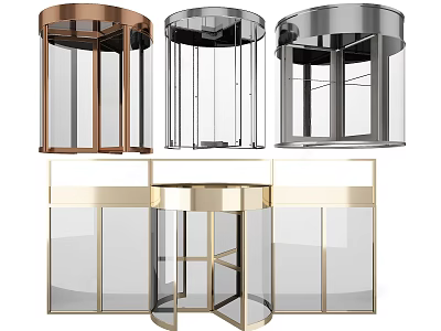 Modern Revolving Doors With Glass Panels And Various Color Frames 3d model
