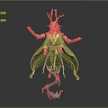 Game Movie Character With Horned Headdress Green Yellow Robe Flowing Posture Blue Mist Effect