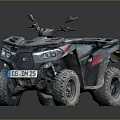 Black And Red Off Road ATV Quad Bike Featuring Large Tires Front Bumper Rear Rack