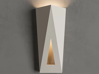 Modern White Geometric Wall Light On Gray Wall With Warm Glow And Sleek Design 3d model