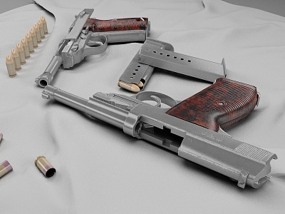 Walter P38 Pistol Vintage Pistol Magazine Bullet 3d model