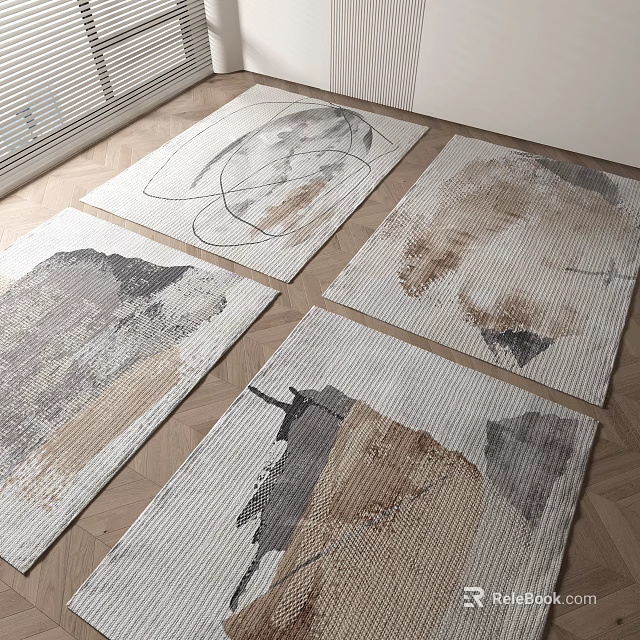 Square Rugs With Abstract Patterns And Neutral Tones For Modern Home Decor 3d model