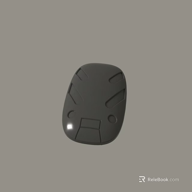 Black Irregular Shaped Object With Geometric Grooves And Smooth Surface On Gray Background 3d model 