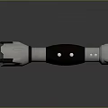 Futuristic Mechanical Weapon Featuring Silver Metal Body Black Grip and Detailed Design
