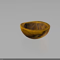 Natural Wooden Bowl With Orange Marbled Texture For Daily Life Use