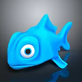 Cute Blue Cartoon Fish Toy Featuring Big Eyes And 3D Model Design