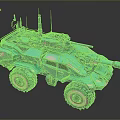 Futuristic Armored Vehicle With Blue Pink Neon Lights Antennas And Weapons