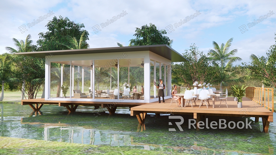 Modern Restaurant Building Catering Building Sunshine Room Glass Room Country Tea House Transparent Room Shop Sales Pavilion Cafe model