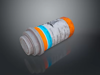 Household Product Plastic Bottle With White Cap Orange Blue Stripes And Label 3d model