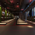 Modern Fitness Gym Interior With Treadmills Green Plant Wall And Red Lighting