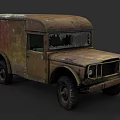Vintage Rusted Truck with Worn Body Broken Windows and Aged Exterior
