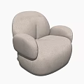 Comfortable Beige Plush Single Sofa With Round Shape And Wide Armrests Design