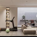 Modern Basement Multiplayer Sofa Treadmill Tea Table Fireplace Sideboard 3d model