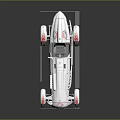 Vintage White Race Car Model With Pink Accents And Reflective Surface
