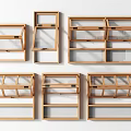 Wooden Window Frames Featuring Various Styles And Different Opening Mechanisms 3d model