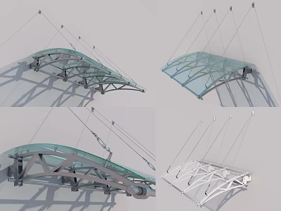 Modern Glass Canopy Design With Metal Frame And Transparent Structural Elements 3d model