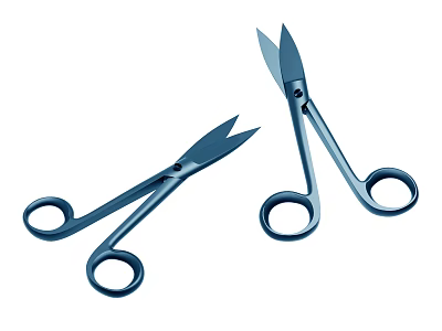 Hardware Tools Two Blue Metal Scissors With Sharp Blades And Loop Handles 3d model