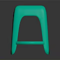 Green Plastic Stool With Modern Simple Design And Central Hole For Indoor Use 3d model