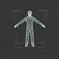 Game Movie Character in Blue Hoodie With ESI Print Brown Pants Gray Shoes Arms Outstretched