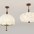 White Fabric Chandeliers With Intricate Carved Patterns And Brass Hanging Frames 3d model
