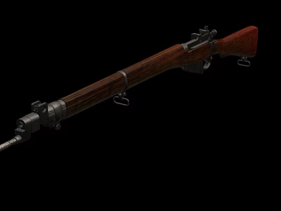 Classic Weapon Vintage Rifle with Wooden Stock and Long Metal Barrel 3d model