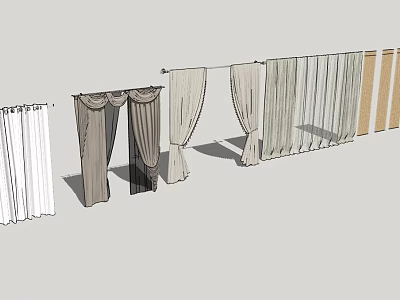 Various Styles Of Curtains For Home Decor With Sheer And Textured Fabrics 3d model