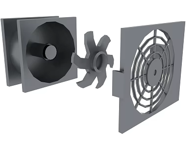 Air Conditioner Fan Components Including Blades Housing And Grill Parts 3d model