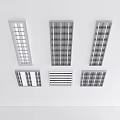 Grid Lamps with Various Designs Installed on White Ceiling for Indoor Use 3d model