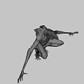 Eerie Emaciated Fantasy Creature With Long Limbs Rough Skin And Crouching Posture