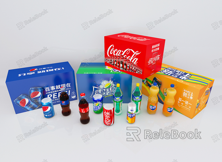 Modern Drink Coke Sprite Fruit Juice Drink Paper Cup Box Combination model